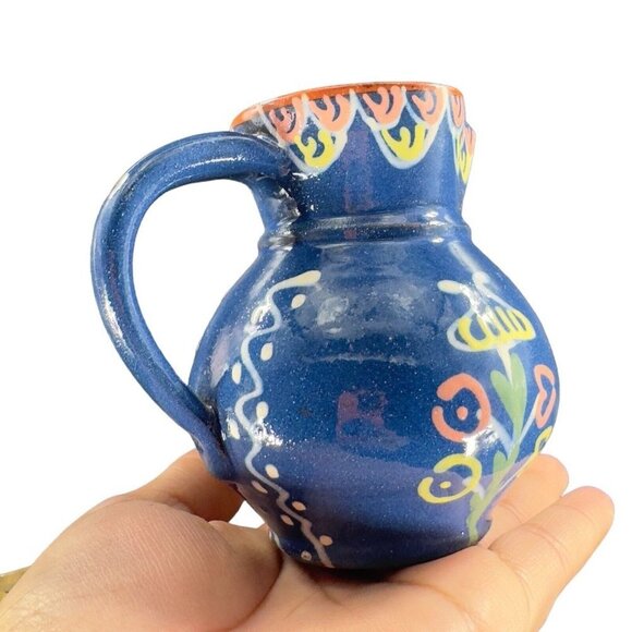 Vintage USA Folk Art RedWare Pottery Pitcher Creamer Hand Made Artist Marked VTG - Picture 5 of 14